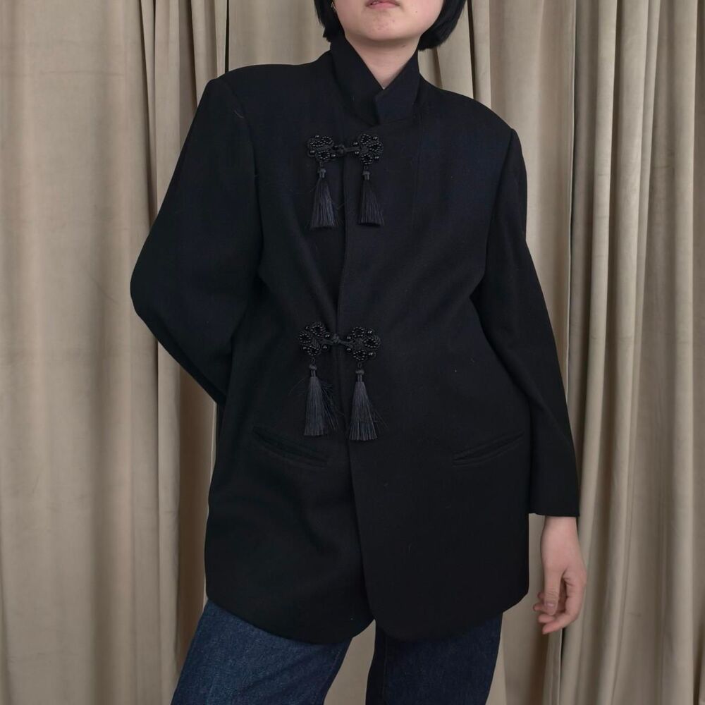 American Vintage Black Blazer with Tassel Frog Closures
